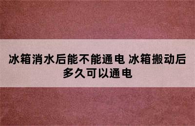 冰箱消水后能不能通电 冰箱搬动后多久可以通电